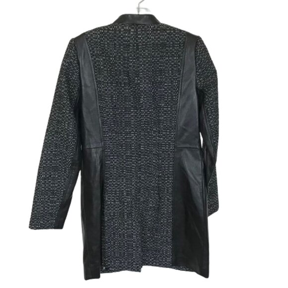 Womens Size 4 Nanette LePore 5F Bergdorf Goodman Tweed and Leather Accent Coat - Picture 5 of 5